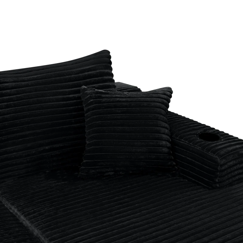 Modern Cloud Sectional with U-Shape Chaise and Cup Holder, Cozy Sofa with Side Pockets and No Assembly, 133.5'' L x 66" W x 26" H, Black