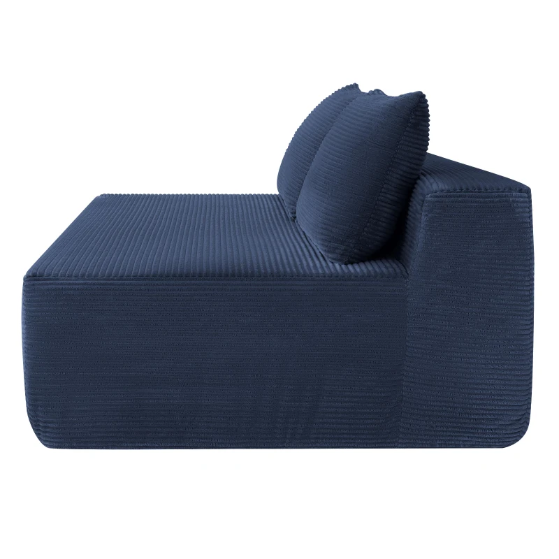 Vivid Corduroy Chaise Lounge with Dual Seats, Deep Seat and Cup Holder, Lively Couch for Living Room and Bedroom, 57'' L x 35" W x 24" H, Blue