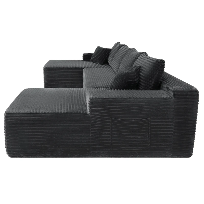 Modern Cloud Sectional with U-Shape Chaise and Side Pockets, Modular Sofa with Deep Seat and No Assembly, 133.5'' L x 66" W x 26" H, Grey