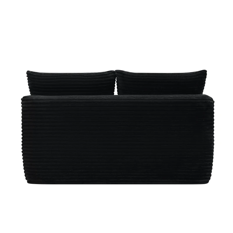 Cosseted Fabric Chaise Lounge with Dual Seats and Cup Holder, Adjustable Couch for Living Room and Bedroom, 57'' L x 35" W x 24" H, Black