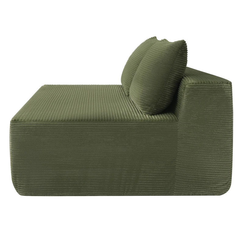 2-Seat Chaise Lounge with Cup Holder and Soft Corduroy, Chic Cloud Couch with Double Chaise and No Assembly, 57'' L x 35" W x 24" H, Green