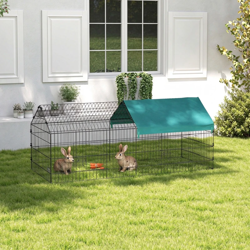 PawHut 73" Small Animal Playpen with Roof for Rabbits, Chicken, Chinchillas