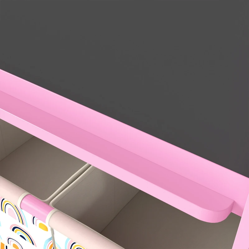 Qaba Art Easel for Kids, 3-in-1 Double-Sided Kids Easel with Chalkboard, Whiteboard, Paper Roll, 2 Storage Bins for 3-8, Pink