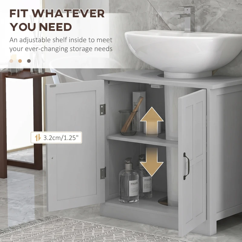 kleankin Bathroom Sink Cabinet, Pedestal Sink Cabinet with Adjustable Shelf, Gray