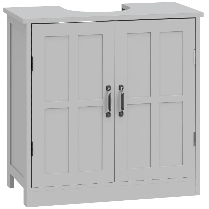 kleankin Bathroom Sink Cabinet, Pedestal Sink Cabinet with Adjustable Shelf, Gray