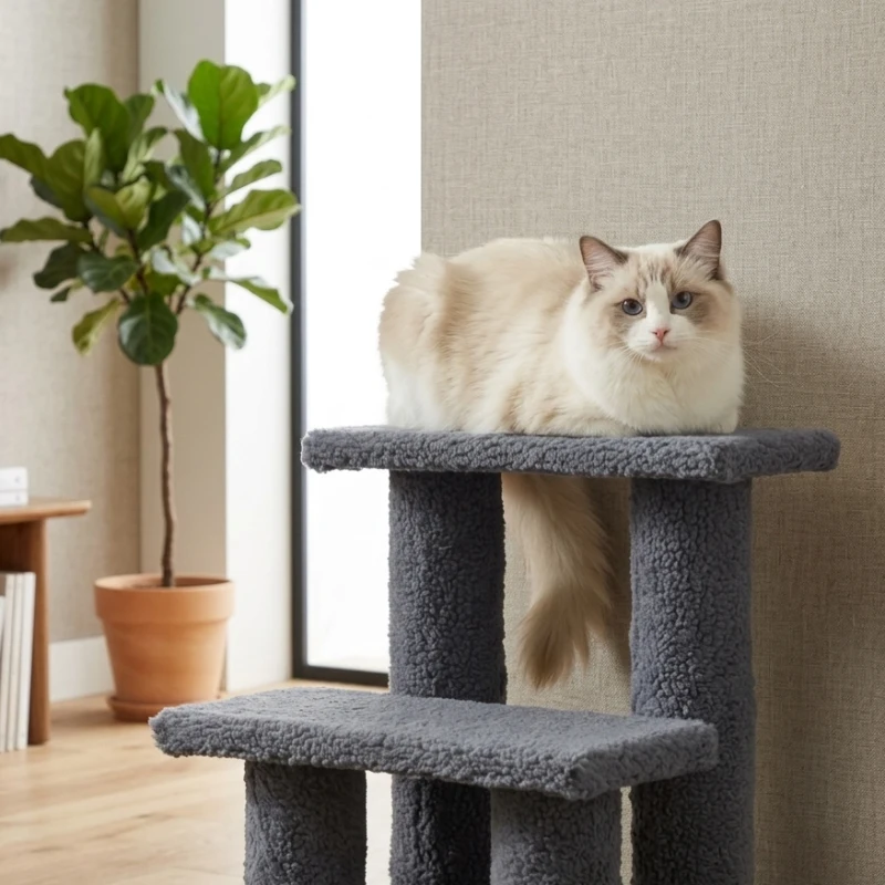 PawHut 25" 4-Step Multi-Level Carpeted Cat Scratching Post Pet Stairs, Gray