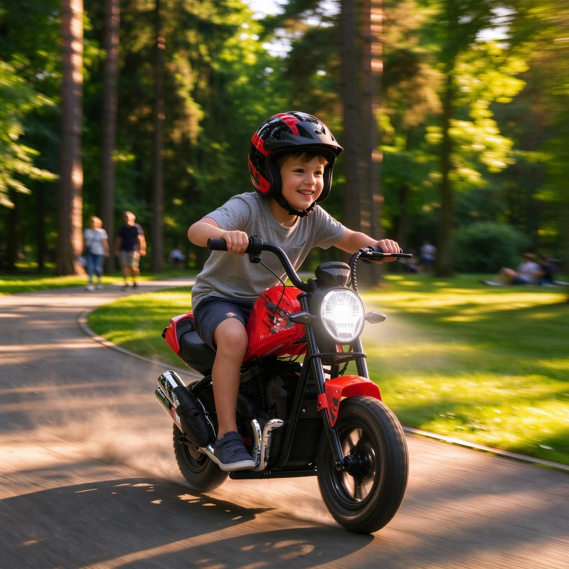 Qaba 24V Kids Electric Motorcycle with 180W Motor, 12" Rubber Tires, Up to 11MPH, Twist Throttle for Ages 6-12, Red