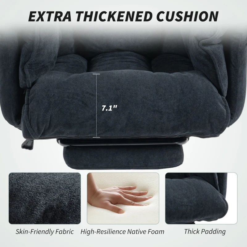 HOMCOM High Back Office Chair, Reclining Desk Chair with Footrest, High Resilience Foam, Rolling Wheels, Black