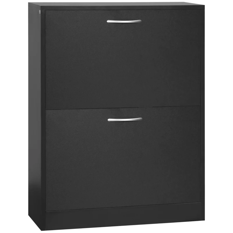 HOMCOM Shoe Cabinet with 2 Flip Drawers, Narrow Shoe Storage Cabinet with Adjustable Shelves for Entryway, Hallway, Black