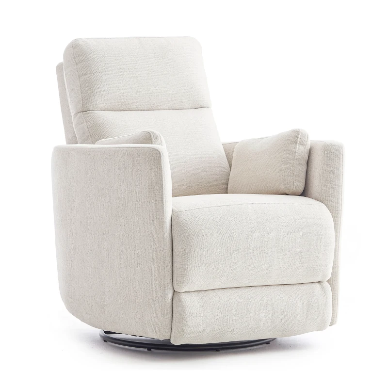 Cozy Chenille Power Swivel Rocker Recliner with Independent Control, Ergonomic Lounge Chair for Living Room, 35'' L x 39"W x 40" H, Beige