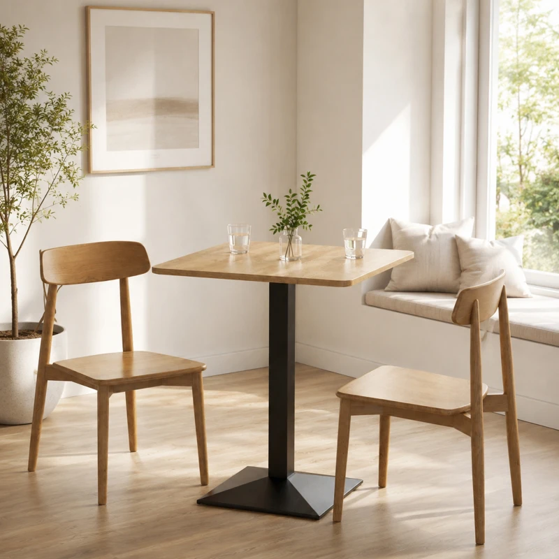 HOMCOM 28" Square Dining Table, Modern Dining Room Table with Steel Base, Space Saving Small Kitchen Table, Dark Brown