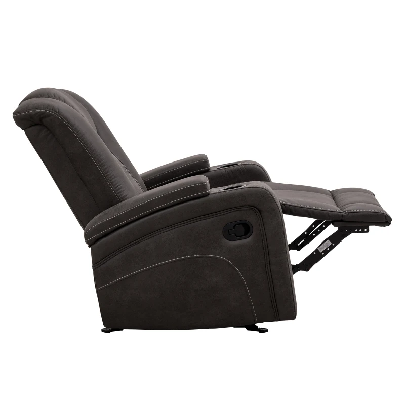 Cozy Manual Rocker Recliner with Dual Cup Holders and 160-Degree Recline, Plush Lounge Chair with Hidden Arm Storage, 38'' L x 38" W x 40" H