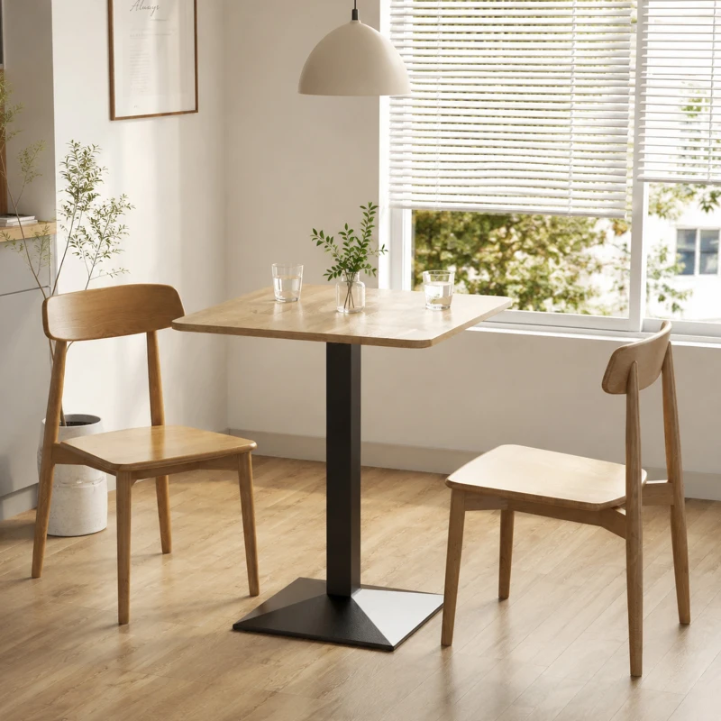 HOMCOM 28" Square Dining Table, Modern Dining Room Table with Steel Base, Space Saving Small Kitchen Table, Dark Brown