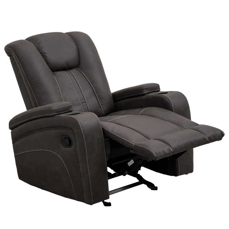 Cozy Manual Rocker Recliner with Dual Cup Holders and 160-Degree Recline, Plush Lounge Chair with Hidden Arm Storage, 38'' L x 38" W x 40" H