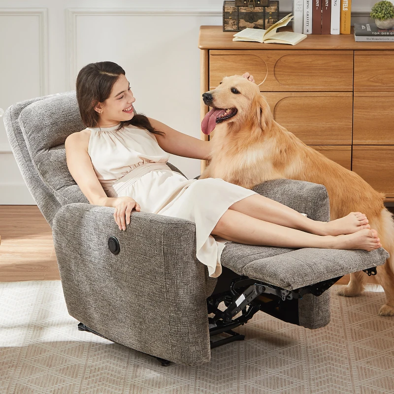 Wide Power Fabric Recliner with Adjustable Headrest and 30D Foam, Ergonomic Upholstered Chair for Living Room, 32'' L x 36"W x 43" H, Gray