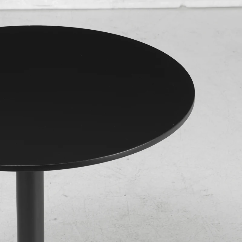 HOMCOM Modern Kitchen Table for 2 People, Round Dining Table with Steel Base for Living Room, Dining Room, Black