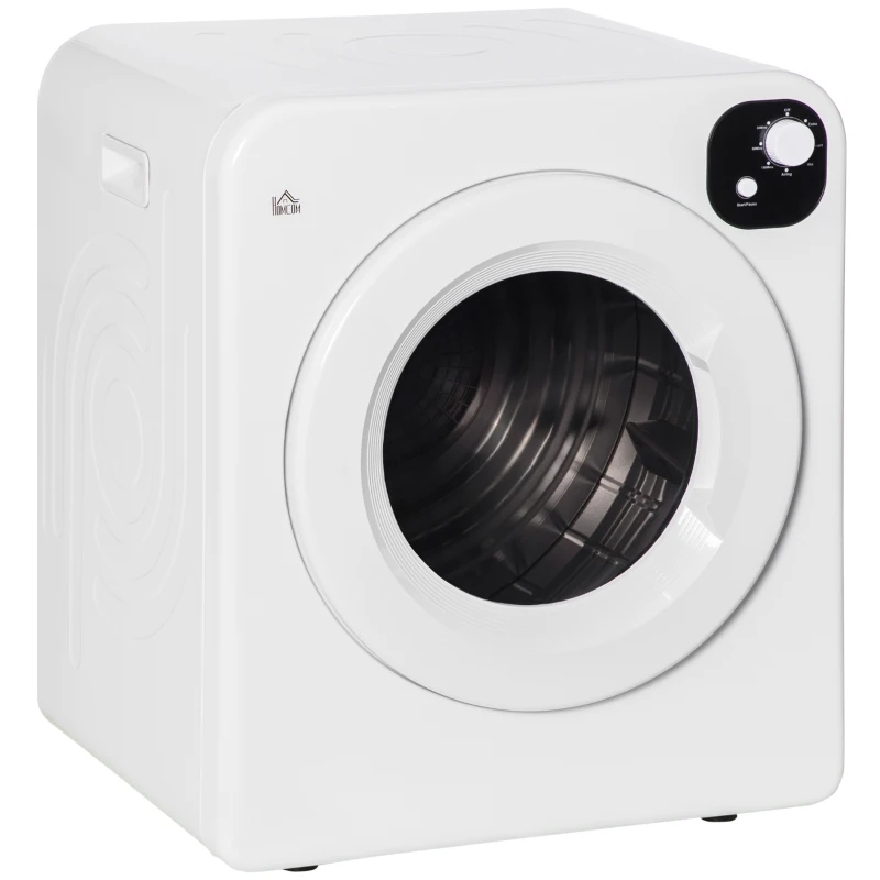 HOMCOM Compact Laundry Dryer Machine, 1300W, 3.22 Cu. Ft. Electric Portable Clothes Dryer with 7 Drying Modes for Apartment or Dorm, White