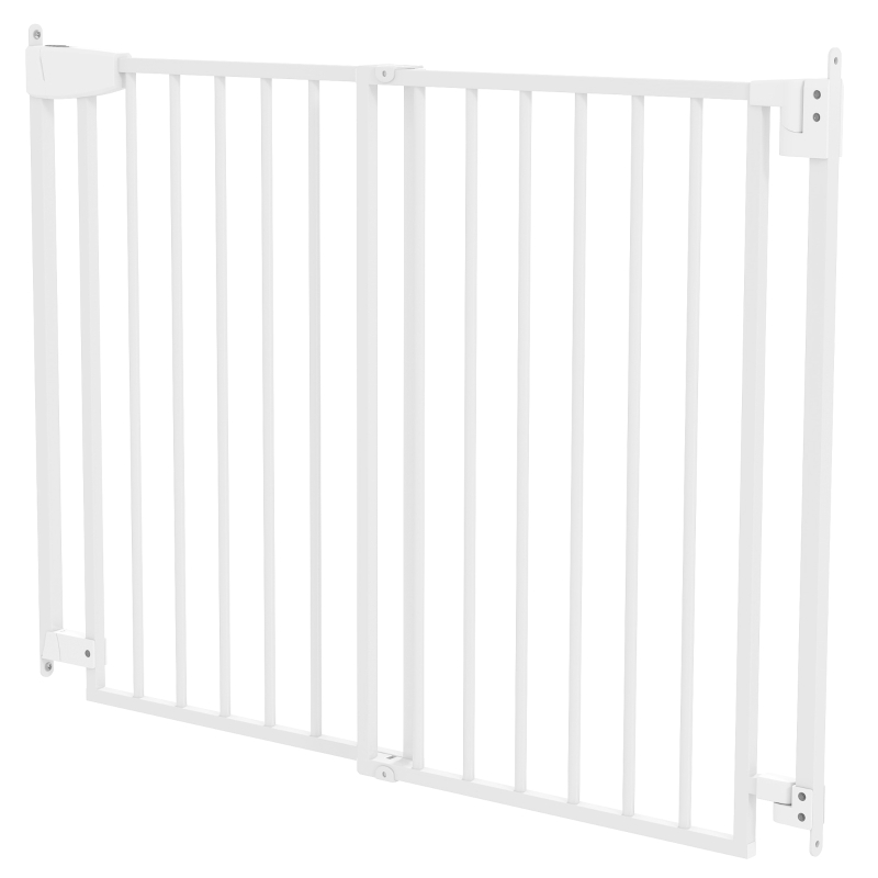 PawHut Baby Gate, 28.3"-42.7" Wide Dog Gate with Dual Locks, Easy Walk Through for Stairs, Doorways, Kitchen, White