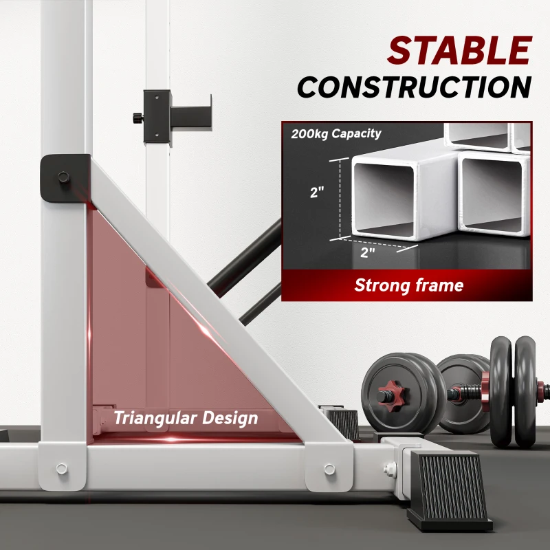 Soozier Pair of Adjustable Squat Rack Standard 53.5"-69.25" Barbell Rack Stand 440lbs Capacity, 2" Steel Heavy Duty Bench Press Rack, Support 3 Sets Barbells Storage