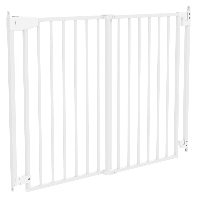 PawHut Baby Gate, 28.3"-42.7" Wide Dog Gate with Dual Locks, Easy Walk Through for Stairs, Doorways, Kitchen, White