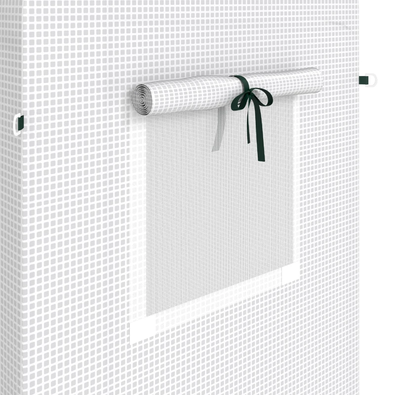 Outsunny Mini Greenhouse, Portable Garden Green House with Roll-up Door and Mesh Windows, 6' x 2' x 6.6', White