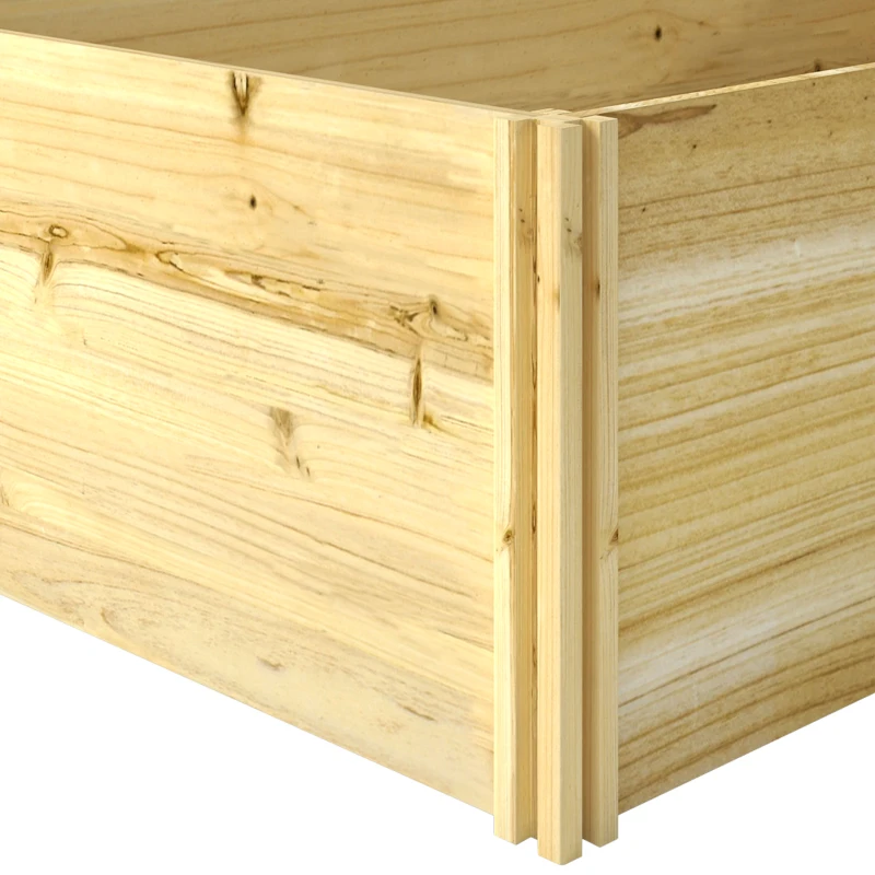 Outsunny DIY 5-box Garden Planter with Open Bottom for Outdoor Plants, Vegetables, Flowers, Herbs, Natural Wood