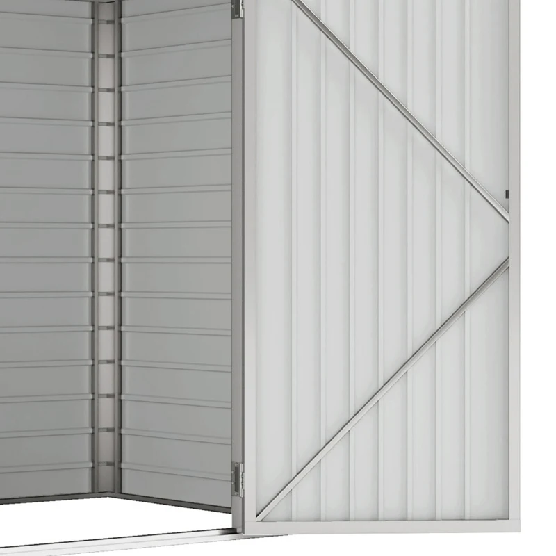 Outsunny 8 x 4FT Galvanized Garden Storage Shed, Metal Outdoor Shed with Double Doors and 2 Vents, Light Grey