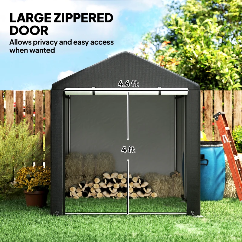 Outsunny 5.2 x 7.2 ft Portable Storage Shed Tent, Heavy Duty Outdoor Shed, Waterproof Garage Shelter with Galvanized Steel Black