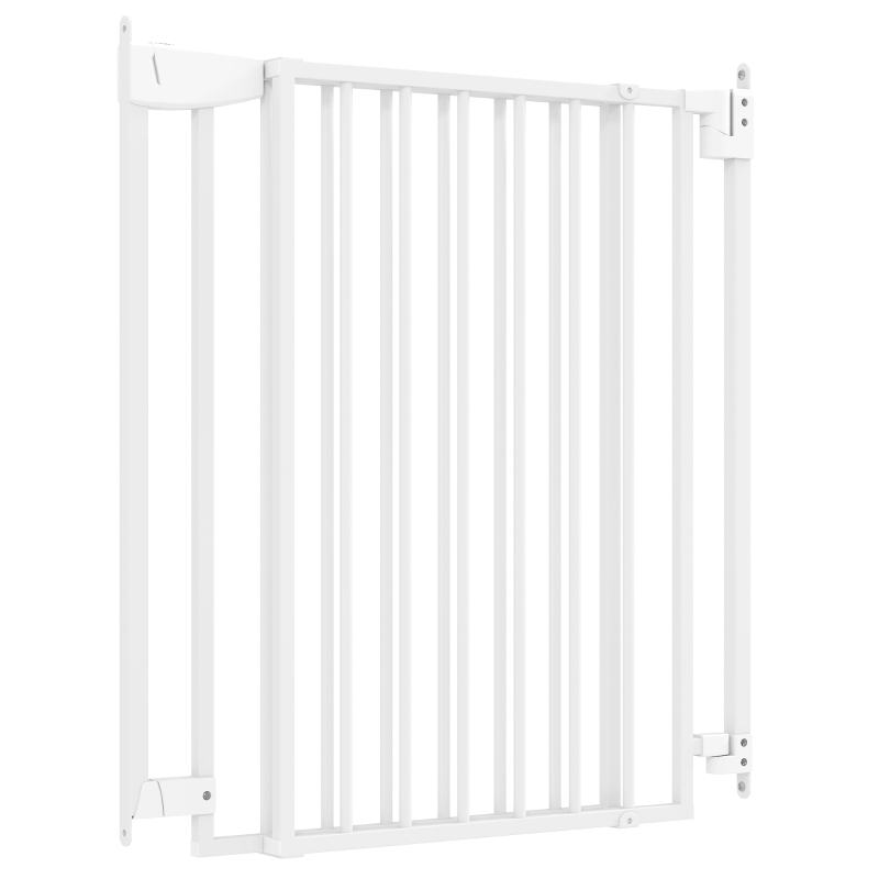 PawHut Baby Gate, 28.3"-42.7" Wide Dog Gate with Dual Locks, Easy Walk Through for Stairs, Doorways, Kitchen, White