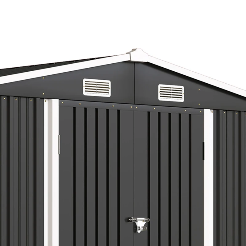 Outsunny 10' x 10' Metal Shed, Heavy Duty Outdoor Storage Shed with 4 Vents and Lockable Double Doors, Dark Grey