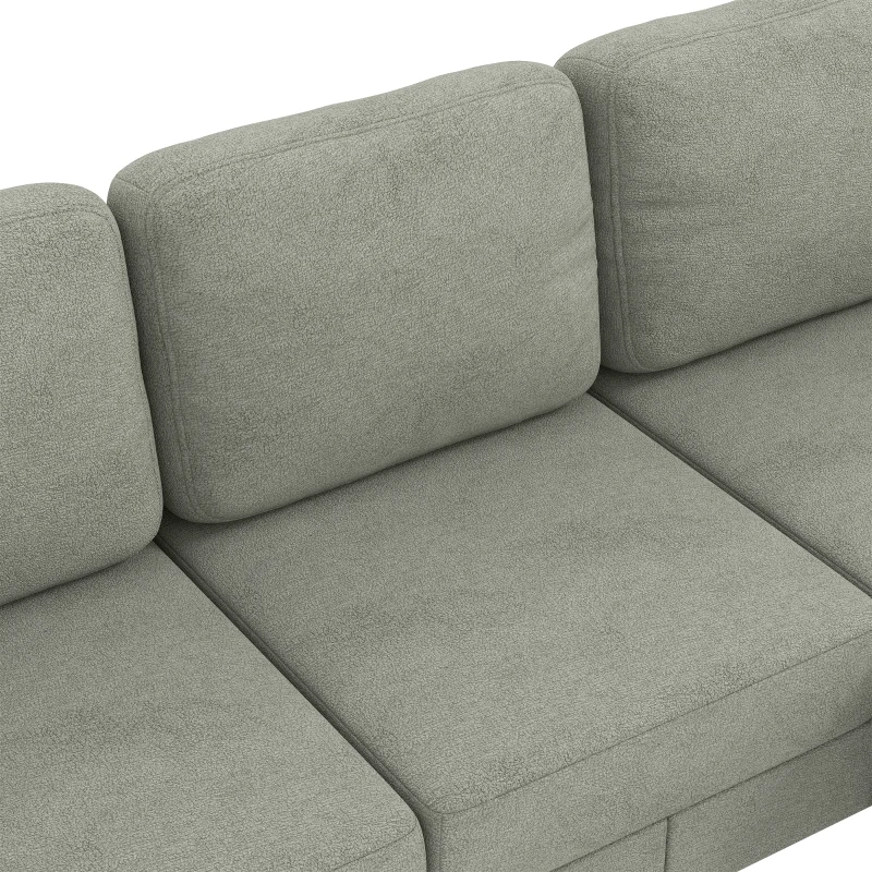 HOMCOM 78" Sectional Sofa, Small L Shaped 3-Seater Couch with Ottoman, Thick Cushions, Pocket Springs, Grey