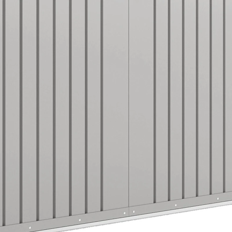 Outsunny 8 x 4FT Galvanized Garden Storage Shed, Metal Outdoor Shed with Double Doors and 2 Vents, Light Grey