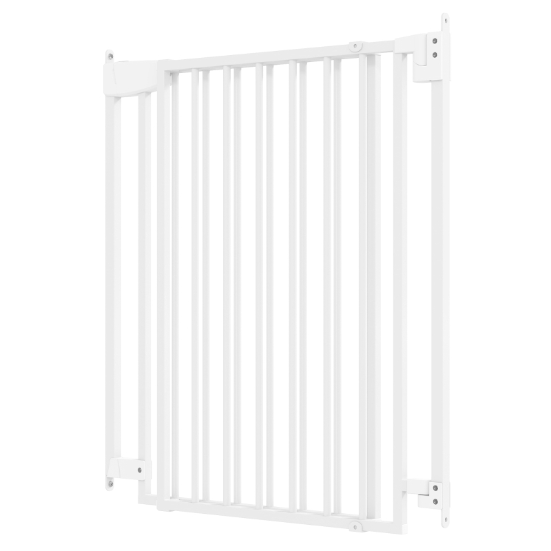 PawHut Baby Gate, 28.3"-42.7" Wide Dog Gate with Dual Locks, Easy Walk Through for Stairs, Doorways, Kitchen, White