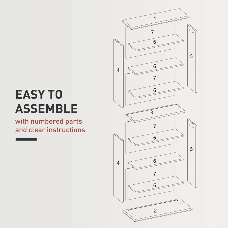 HOMCOM 8-Tier DVD Shelf with 6 Adjustable Shelves, Slim CD Shelf, Holds 360 CDs, 185 DVDs or 185 Blu-rays, Black