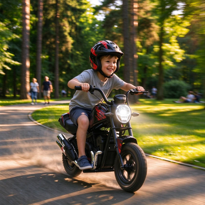 Qaba 24V Kids Electric Motorcycle with 180W Motor, 12" Rubber Tires, Up to 11MPH, Twist Throttle for Ages 6-12, Black
