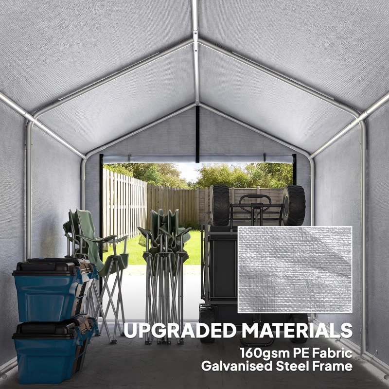 Outsunny 7' x 5' Portable Shed, Outdoor Storage Shed with Roll-up Zipper Door and Galvanized Metal Frame for Garden Tools