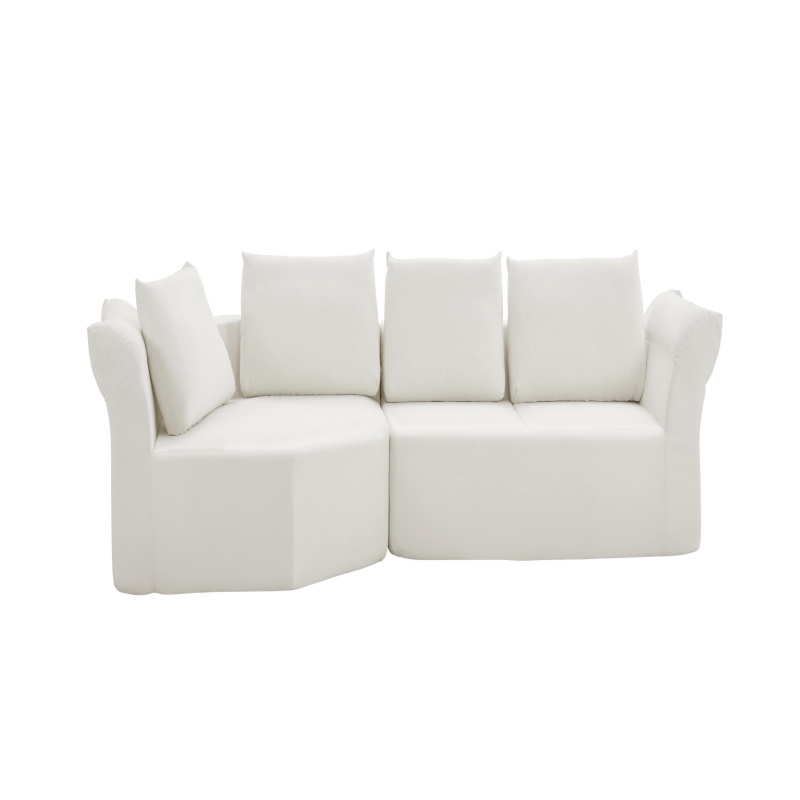 Elegant Modular Sectional with Left Arm and Wide Armrests, Modern Curved Corner Sofa with Throw Pillows, 127'' L x 57" W x 26" H, Beige