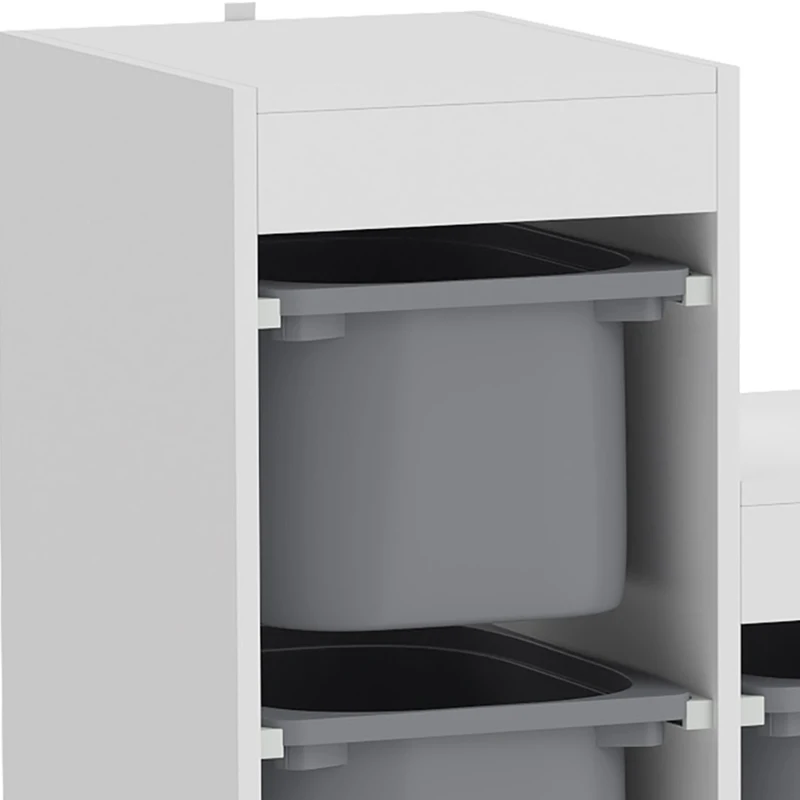 Qaba 3 Layers Toy Storage Organizer Kids Bookshelf Children Toy Storage w/ 6 Plastic Bins, Grey