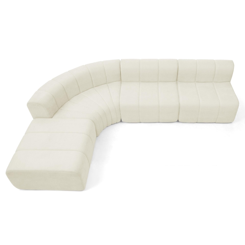Modern Semi-Curved Sectional with Stitched Chenille and Movable Ottoman, Chic Floor Sofa with No Assembly, 116.5'' L x 76" W x 25.5" H, Beige