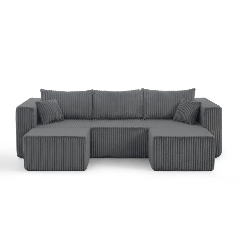 Ultra-Comfy Corduroy Modular Sectional Sofa with High-Density Foam, Smart Compact Couch for Small Space Apartment, 42'' L x 18"W x 17.5" H, Gray