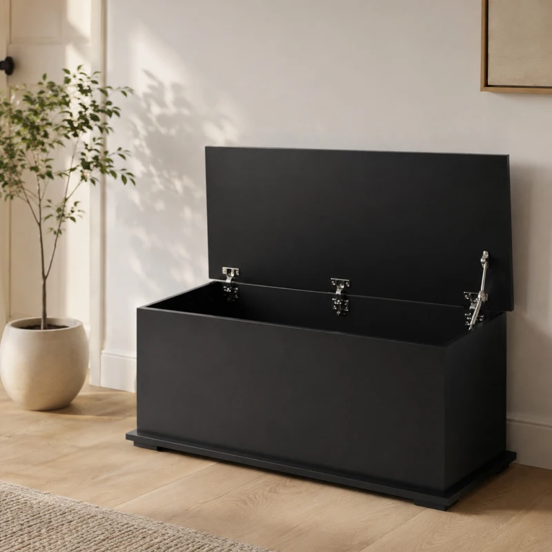 HOMCOM Lift Top Storage Bench, 39.4" Modern Storage Chest with 264 lbs. Weight Capacity, Black