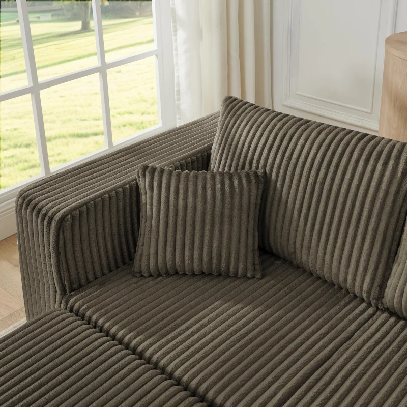 Smart Corduroy Modular Sofa with High-Density Foam, Flexible Compact Sectional for Small Space Apartment, 42'' L x 18"W x 17.5" H, Brown