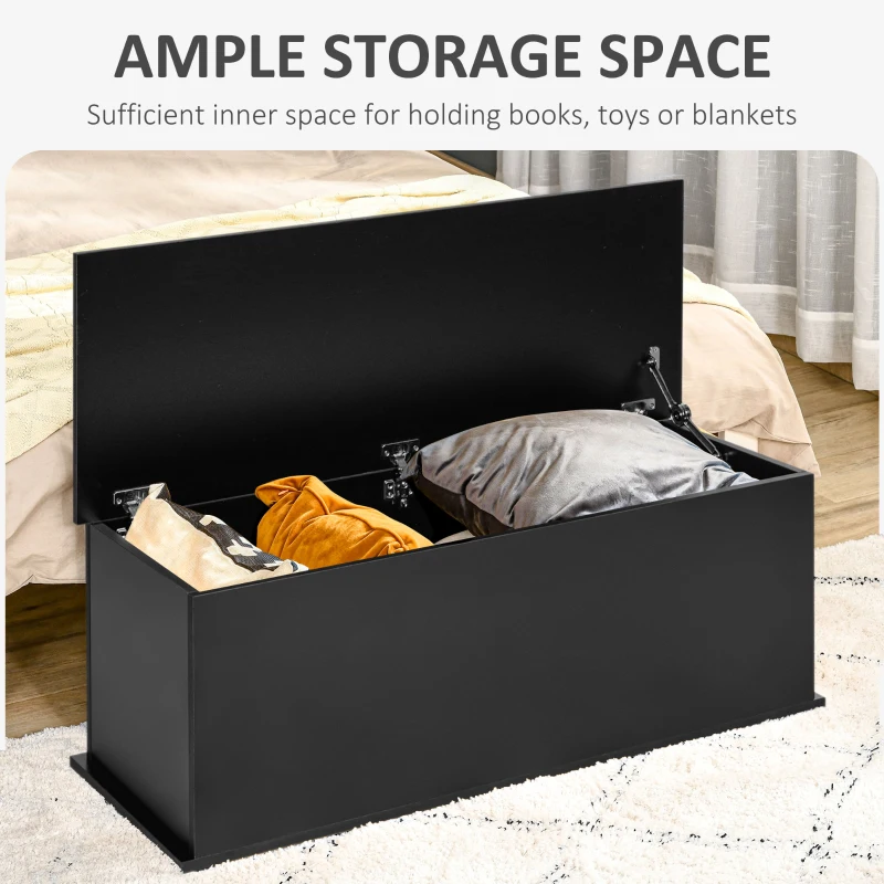 HOMCOM Lift Top Storage Bench, 39.4" Modern Storage Chest with 264 lbs. Weight Capacity, Black