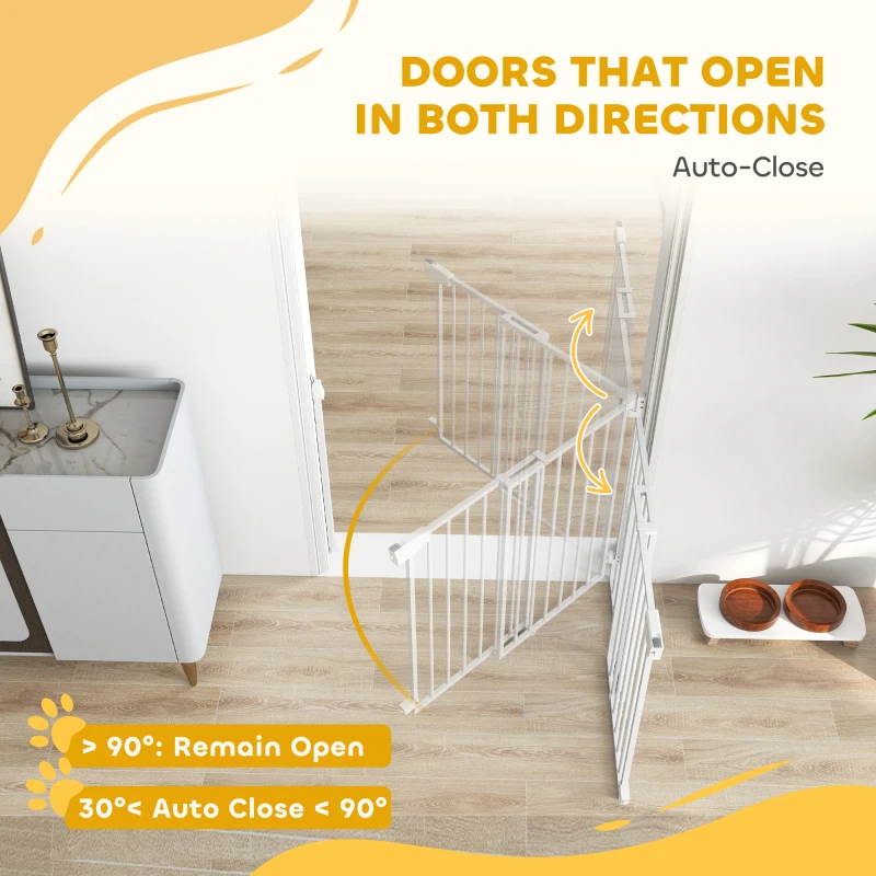 PawHut Baby Gate, 28.3"-42.7" Wide Dog Gate with Dual Locks, Easy Walk Through for Stairs, Doorways, Kitchen, White