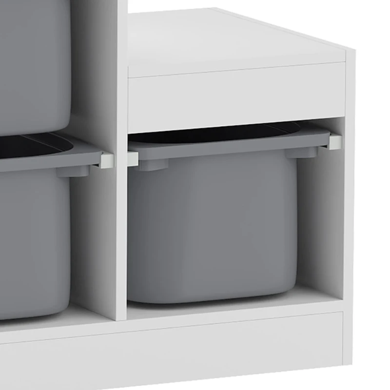 Qaba 3 Layers Toy Storage Organizer Kids Bookshelf Children Toy Storage w/ 6 Plastic Bins, Grey