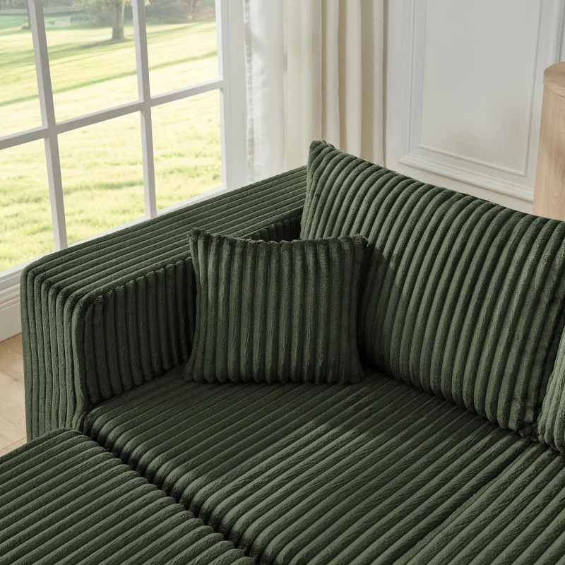 Minimalist Corduroy Modular Sofa with High-Density Foam, Smart Compact Sectional for Small Space Apartment, 42'' L x 18"W x 17.5" H, Green