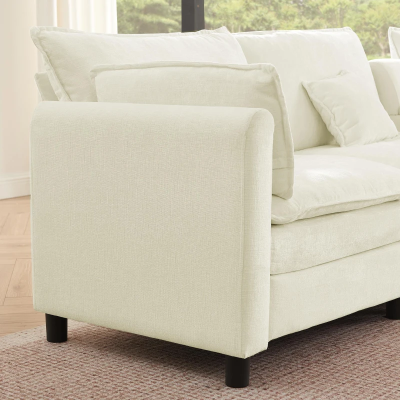 Cozy L-Shaped Sectional with Reversible Chaise and USB Port, Chic Sofa with Storage Drawer and Cup Holder, 137'' L x 58" W x 31" H, Beige