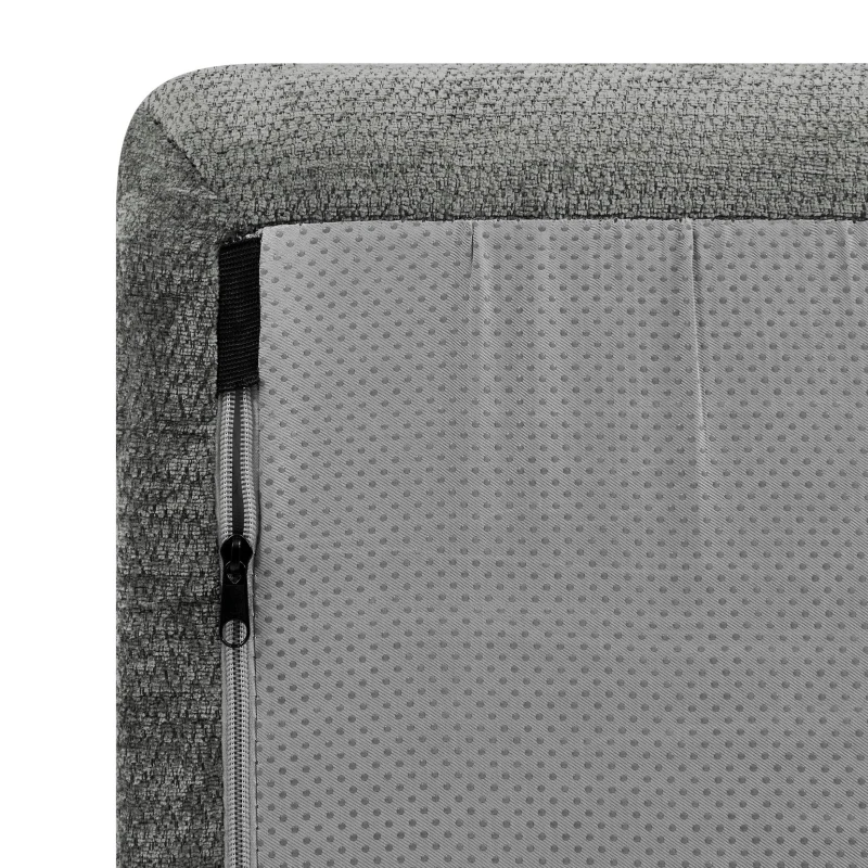 Cozy Semi-Curved Sectional with Stitched Chenille and Ottoman, Chic Floor Sofa with No Assembly, 116.5'' L x 76" W x 25.5" H, Dark Gray