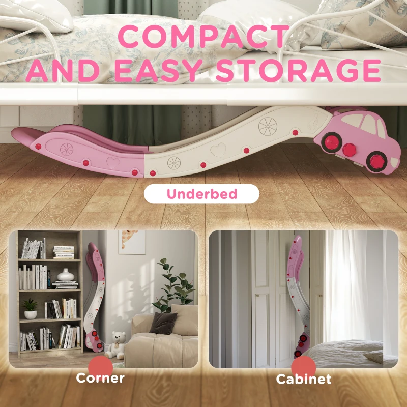 Qaba Extra Length Toddler Slide for Bed, Sofa, Easy to Assemble, Pink