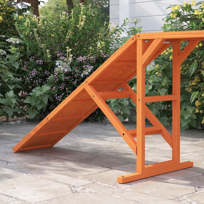 PawHut Dog Agility Ramp, Dog Walk Balance Trainer Equipment w/ Safety Bar, Non-slip Surface, Pet Training Ramp, Orange